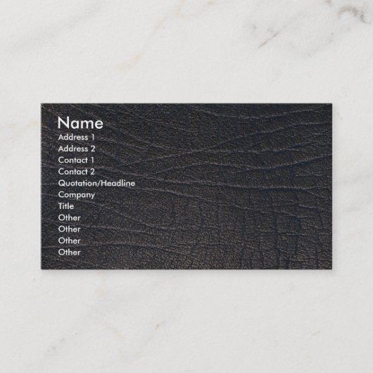 Blauwe ledertextuur visitekaartje (Voorkant)