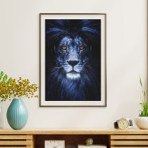 Blauwe Leeuw Dierenportret Muur Kunst