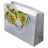 Blauwe legant botanische emon groot cadeauzakje (Achterkant Gekanteld)