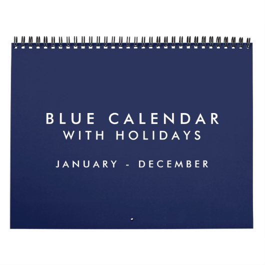 Blauwe lege kalender met feestdagen 12 maanden (Hoes)