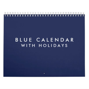 Blauwe lege kalender met feestdagen 2025