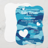 Blauwe leger camo babyshower uitnodigingen met har (Voorkant / Achterkant)