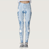 Blauwe Leggings van Baroque Skull Stripe Pattern (Voorkant)