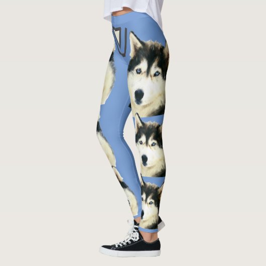  blauwe Leggings van Siberië Husky (Links)