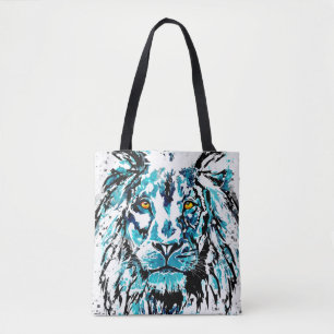 Blauwe leng Canvas tas van leder