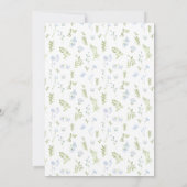 Blauwe lente bloemen groen bruiloft uitnodiging (Achterkant)
