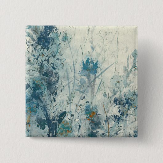 Blauwe lente vierkante button 5,1 cm (Voorkant)