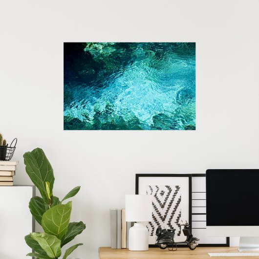Blauwe lente waterafdruk poster (Thuiskantoor)