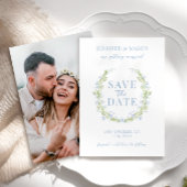 Blauwe lentebloem Sla de uitnodiging van de Datumf