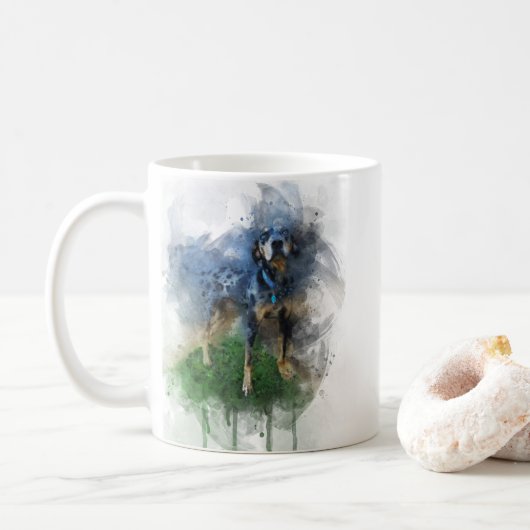 Blauwe Leopard Catahoula Hond in Waterverf Mok (Met donut)