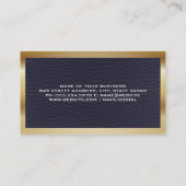 Blauwe leren textuur | Metallic rand Visitekaartje (Achterkant)