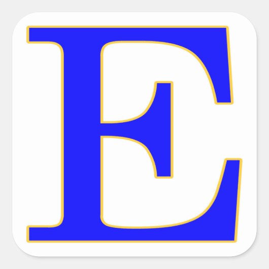 Blauwe letter E Sticker (Voorkant)