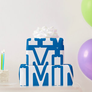 Blauwe letter M Cadeaupapier