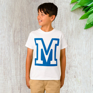 Blauwe letter M jongens T-shirt