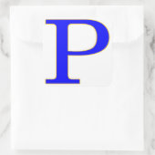 Blauwe letter P-Sticker Vierkante Sticker (Tas)