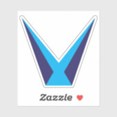 Blauwe Letter V Monogram Sticker (Vel)