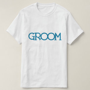 Blauwe letters "bruidegom"   Huwelijksfeest T-shirt