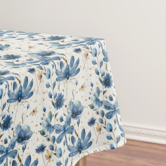 Blauwe libel en bloemen tafelkleed (Voorbeeld)