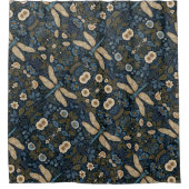 Blauwe libel vintage douchegordijn (Voorkant)