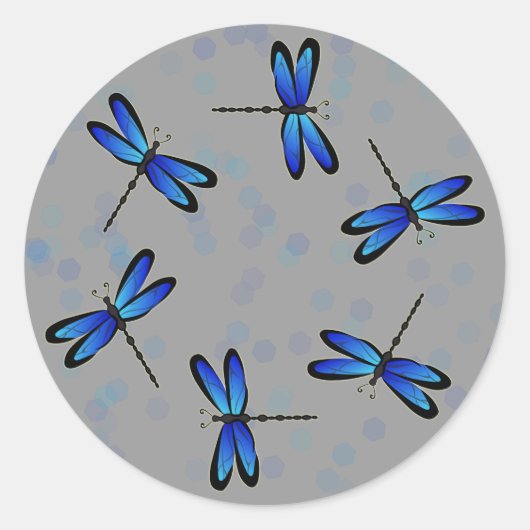 blauwe libellen II Ronde Sticker (Voorkant)
