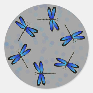 blauwe libellen II Ronde Sticker