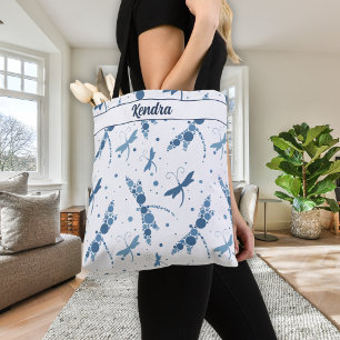 Blauwe Libellen Monogram Draagtas