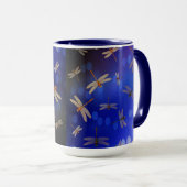 Blauwe libellen Patroon, koffie-Mok Mok (Voorkant rechts)