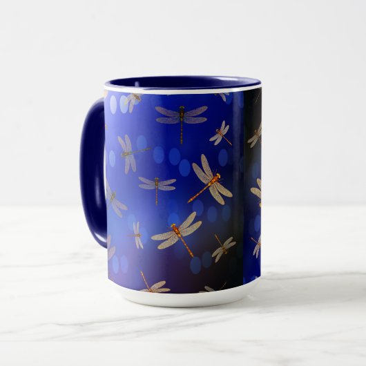 Blauwe libellen Patroon, koffie-Mok Mok (Voorkant links)