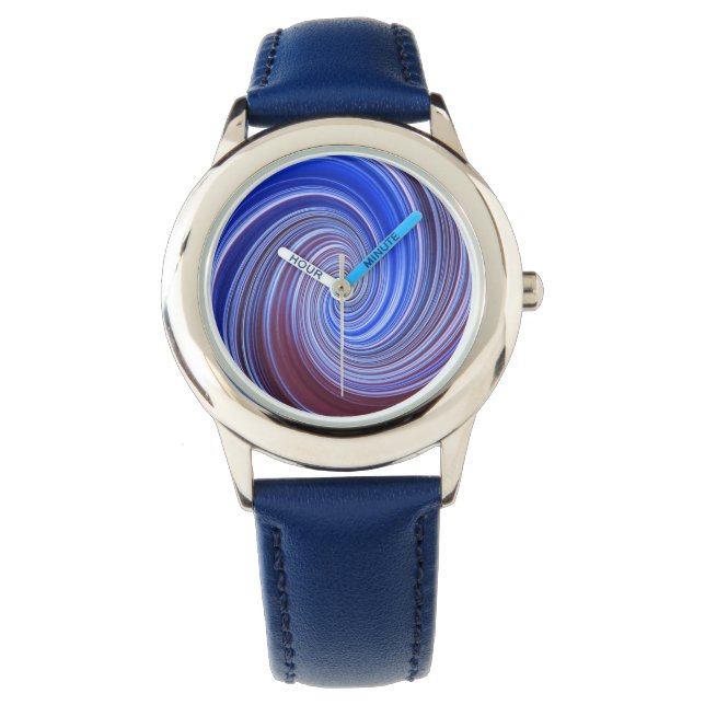 Blauwe Lichte Verf Swirl horloge (Voorkant)
