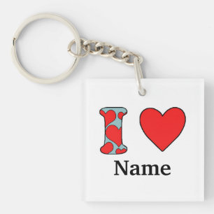 Blauwe liefde gestompt sleutelhanger