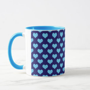 Blauwe liefdesharten mok