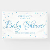Blauwe Liefdeshartjes Baby Shower / Strooispijs We Spandoek (Horizontaal)