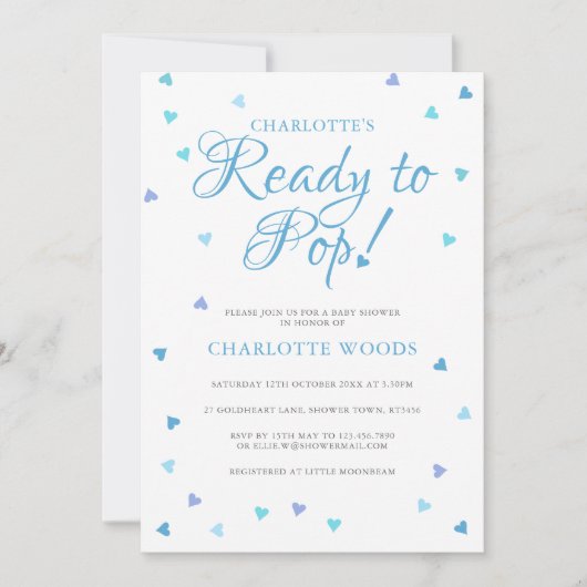 Blauwe Liefdeshartjes Klaar om Baby Jongen Te Krij Kaart (Voorkant)