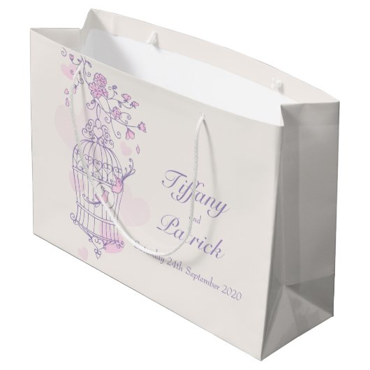 Blauwe liefdesvogels openen een cadeautas voor een (Achterkant Gekanteld)