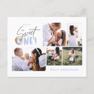 blauwe , lieve donut multi - fotovakantie feestdagenkaart