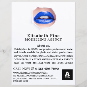 Blauwe liften, modellenbureau, modelagent flyer