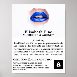 Blauwe liften, modellenbureau, modelagent poster