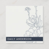 BLAUWE LIJN DRAWDESERT CACTI SUCCULENT FOLIAGE VIERKANTE VISITEKAARTJE (Voorkant)