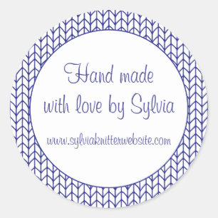 BLAUWE LIJN GEBREIDE 1,5" ronde "hand gemaakte" St Sticker