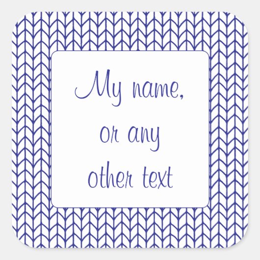 BLAUWE LIJN GEBREIDE 3" vierkante mat Stickers (Voorkant)