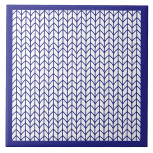 BLAUWE LIJN GEBREIDE keramische Tegel / blauw Tegeltje