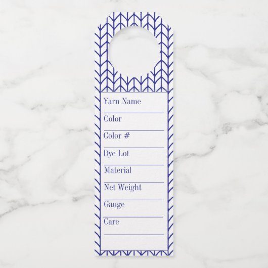 BLAUWE LIJN GEBREIDE lange garen Labels (Voorkant)