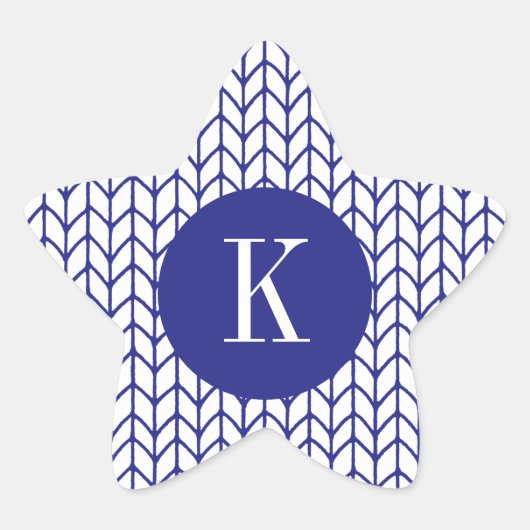 BLAUWE LIJN GEBREIDE Star Shape Stickers + Initiaa (Voorkant)