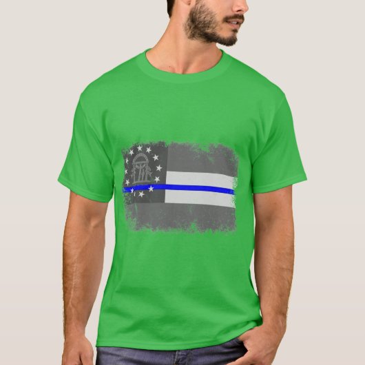 Blauwe lijn Georgia State Flag T-shirt (Voorkant)