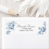 Blauwe lijn getekende Rozen Etiket (Insitu)