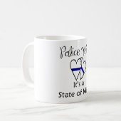 blauwe lijn harten koffiemok (Voorkant links)