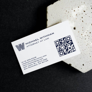 BLAUWE LIJN MONOGRAAM MANNELIJKE QR ADVOCAAT ACCO VISITEKAARTJE