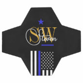 Blauwe lijn & Monogrammen Naam / Moderne Handteken Voetbal (Enkel)