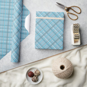 Blauwe lijnen op Dusty Blue basis Eenvoudig Veelzi Cadeaupapier