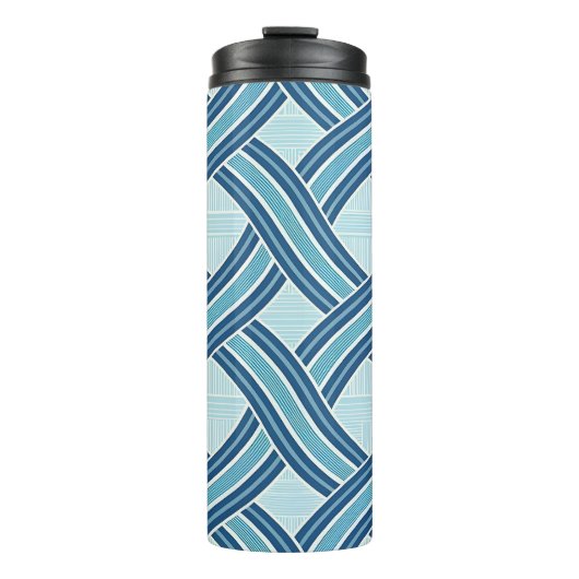 Blauwe Lijnen Patroon Thermosbeker (Voorkant)